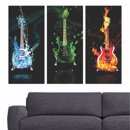 Tamanhos, Medidas e Dimensões do produto Quadro Decorativo Rock Roll Instrumentos