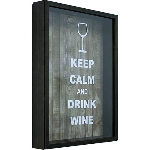Tamanhos, Medidas e Dimensões do produto Quadro Keep Calm Wine Taça Porta-Rolha Mesclado 32x42x4cm - Kapos