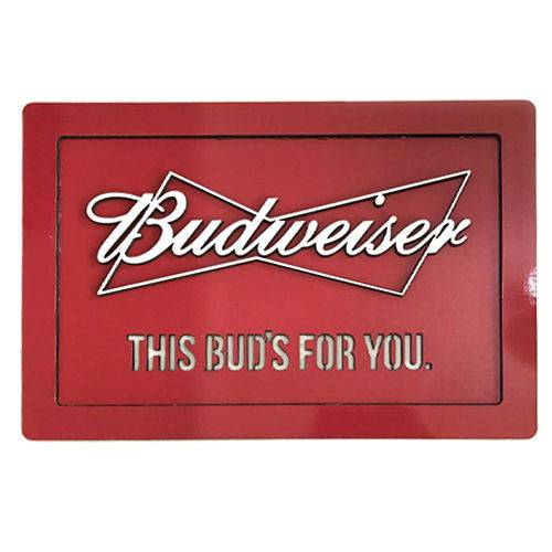 Tamanhos, Medidas e Dimensões do produto Quadro Placa Decorativa 3D Moldura - Budweiser Vermelho Retangular