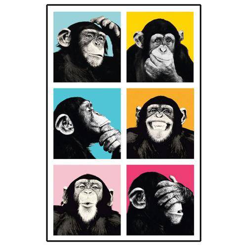 Tamanhos, Medidas e Dimensões do produto Quadro Placa Decorativa - Macacos Pop Art