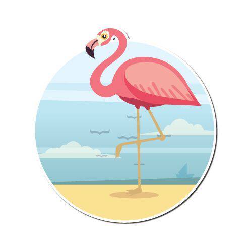 Tamanhos, Medidas e Dimensões do produto Quadro Placa Decorativa Redonda - Flamingo