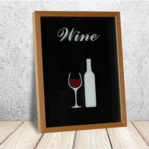 Tamanhos, Medidas e Dimensões do produto Quadro Porta Rolhas de Vinho P/ Bares, Restaurantes, Cozinhas Tam: 42,5x32,5cm com Vidro 2mm - Jô Quadros