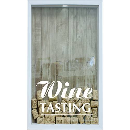 Tamanhos, Medidas e Dimensões do produto Quadro Porta Rolhas de Vinho Wine Tasting 17x27x4cm Branco - Kapos