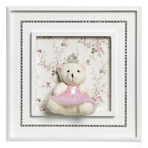 Tamanhos, Medidas e Dimensões do produto Quadro Princesa Strass Ursa Grande Rosa Quarto Bebê Infantil Menina