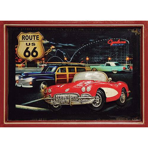 Tamanhos, Medidas e Dimensões do produto Quadro Route 66 Corvette Vermelho 39x54x3cm - Oldway