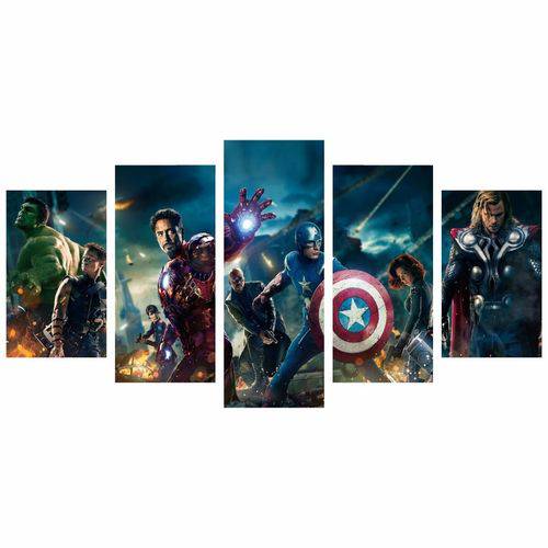 Tamanhos, Medidas e Dimensões do produto Quadro Super Heróis Marvel Dc Liga da Justiça 114x65 5 Peças