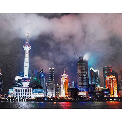 Tamanhos, Medidas e Dimensões do produto Quadro Tela Impressa com Leds Shanghai City 80x100x4cm - Fullway