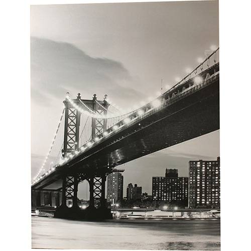 Tamanhos, Medidas e Dimensões do produto Quadro Tela Impressa com Leds Vertical Ponte Brooklyn 195x150x6cm - Fullway