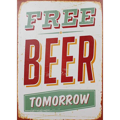 Tamanhos, Medidas e Dimensões do produto Quadro Tela Impressa Free Beer Tomorrow 70x50x4cm - Fullway