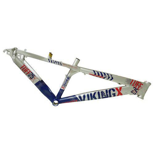 Tamanhos, Medidas e Dimensões do produto Quadro Vikingx Tuff 25 Aro 26 Mtb Down Hill Street Prata/Azul