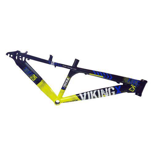 Tamanhos, Medidas e Dimensões do produto Quadro Vikingx Tuff 25 Aro 26 Mtb Downhill Street Preto/Amarelo Neon