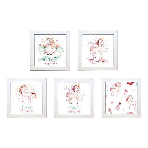 Tamanhos, Medidas e Dimensões do produto Quadros Decorativos com Moldura Bebê Animal- Kit de 5 Quadros - K-108