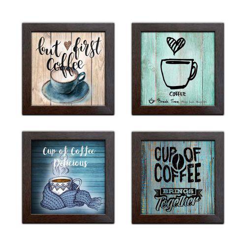 Tamanhos, Medidas e Dimensões do produto Quadros Decorativos com Moldura Café Tea - Kit de 4 Quadros - K-002