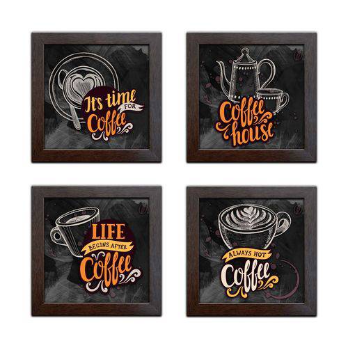 Tamanhos, Medidas e Dimensões do produto Quadros Decorativos com Moldura Café Tea - Kit de 4 Quadros- K-006