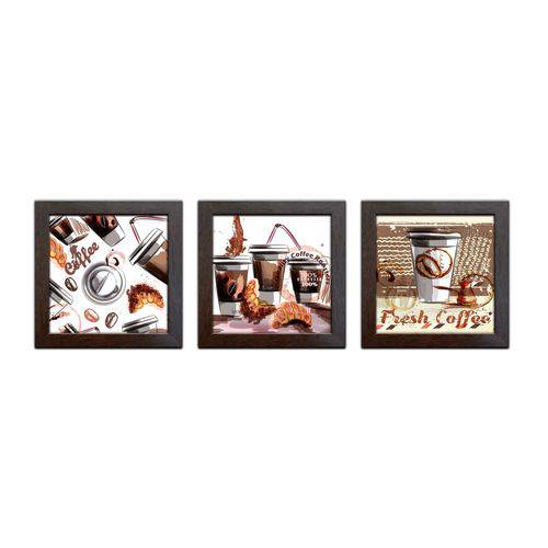 Tamanhos, Medidas e Dimensões do produto Quadros Decorativos com Moldura Café Tea - Kit de 3 Quadros - K-009