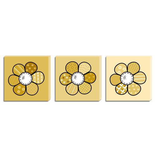 Tamanhos, Medidas e Dimensões do produto Quadros Decorativos Tela Impressa Canvas Flores Amarela - Conjunto com 3 Quadros 40 X 40 Cm