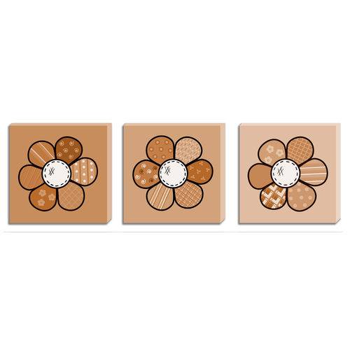 Tamanhos, Medidas e Dimensões do produto Quadros Decorativos Tela Impressa Canvas Flores Laranja - Conjunto com 3 Quadros 40 X 40 Cm