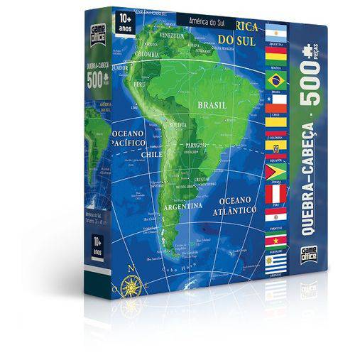 Tamanhos, Medidas e Dimensões do produto Quebra Cabeça América do Sul 500 Peças 2443 - Toyster