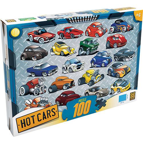 Tamanhos, Medidas e Dimensões do produto Quebra-Cabeça Hot Cars 100 Peças - Grow