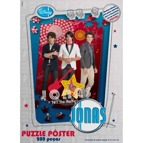 Tamanhos, Medidas e Dimensões do produto Quebra-Cabeça - Jonas Brothers 200 Peças Adesivas - Poster - Toyster Vinho
