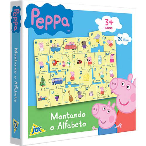 Tamanhos, Medidas e Dimensões do produto Quebra-Cabeça Peppa Pig Montando o Alfabeto 26 Peças - Jak