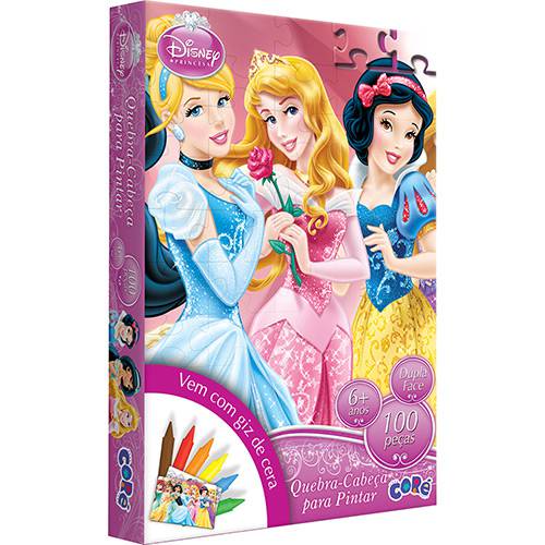 Tamanhos, Medidas e Dimensões do produto Quebra-Cabeça Princesas Disney 100 Peças - Core