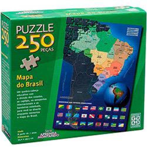 Tamanhos, Medidas e Dimensões do produto Quebra-Cabeça - Puzzle C/ 250 Peças Mapa do Brasil - Grow