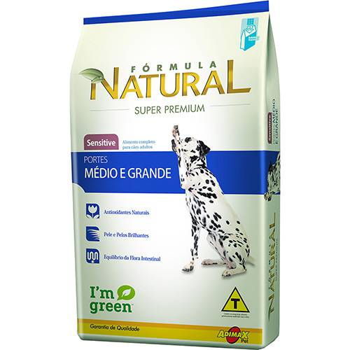 Tamanhos, Medidas e Dimensões do produto Ração Fómula Natural Super Premium Sensitive para Cães Adultos Mix 14kg