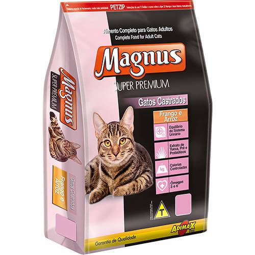 Tamanhos, Medidas e Dimensões do produto Ração Magnus Super Premium para Gatos Castrados Frango e Arroz 1kg