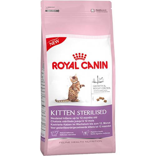 Tamanhos, Medidas e Dimensões do produto Ração Royal Canin Feline Kitten Sterilised para Gatos Filhotes Castrados - 7,5kg