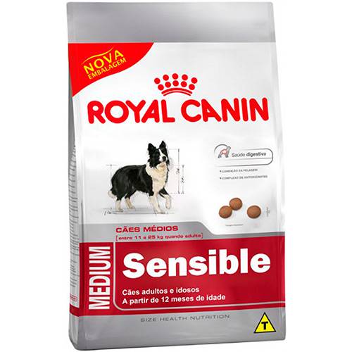 Tamanhos, Medidas e Dimensões do produto Ração Royal Canin Medium Sensible para Cães Adultos ou Idosos Sensíveis de Raças Médias - 15kg