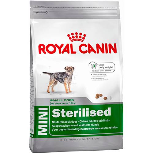 Tamanhos, Medidas e Dimensões do produto Ração Royal Canin Mini Sterilised para Cães Adultos Castrados de Raças Pequenas - 1kg