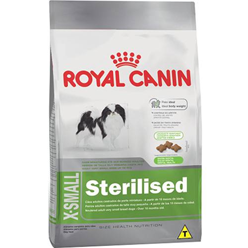 Tamanhos, Medidas e Dimensões do produto Ração Royal Canin X-Small Sterilised para Cães Adultos de Raças Miniaturas - 1kg