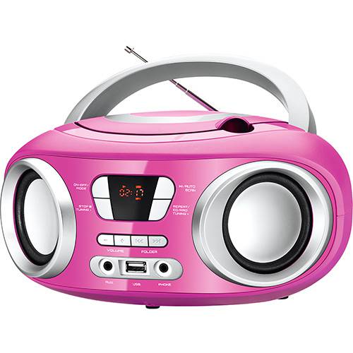 Tamanhos, Medidas e Dimensões do produto Rádio Portátil Mondial Bx-15 Up com CD Player FM USB Fone e Auxiliar Rosa