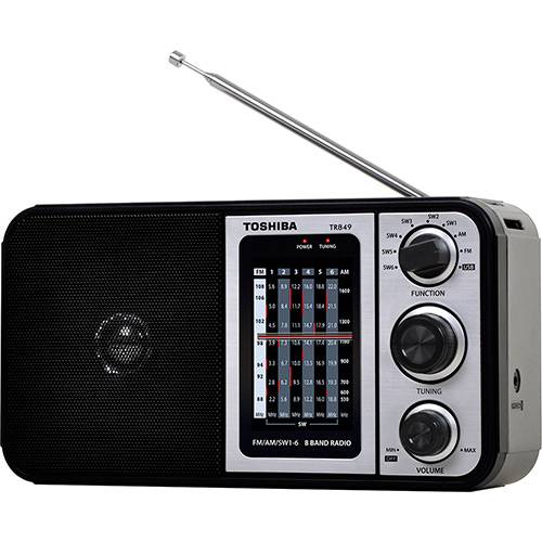 Tamanhos, Medidas e Dimensões do produto Rádio Portátil Toshiba Multibanda TR 849 Rádio AM/FM Entrada USB - Chumbo