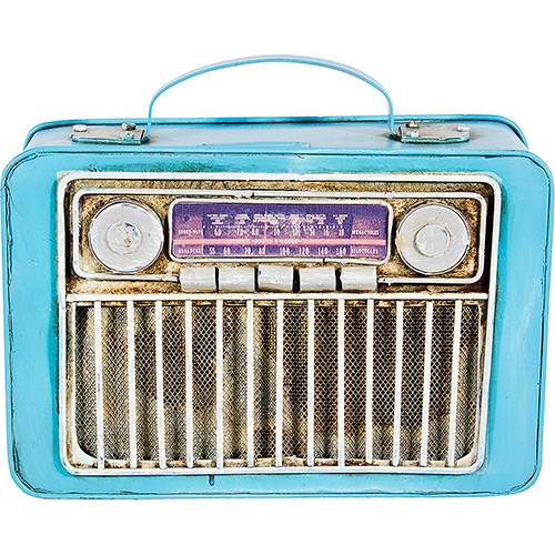 Tamanhos, Medidas e Dimensões do produto Rádio Retrô Cofre Metal Miniatura Azul - Oldway
