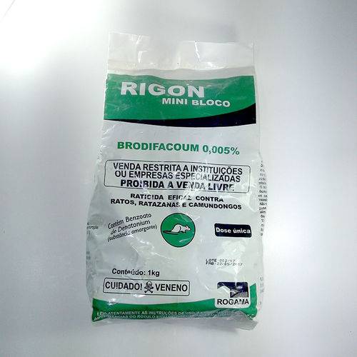 Tamanhos, Medidas e Dimensões do produto Raticida Rigon Mini Bloco (Brodifacoun 0,005%) 1 Kg