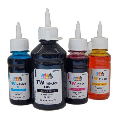 Tamanhos, Medidas e Dimensões do produto Refil de Tinta para Epson L110 - 550ml Black, Cyan, Magenta e Yellow Corante com Bico Dosador