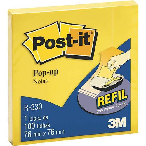 Tamanhos, Medidas e Dimensões do produto Refil Post-It Pop-Up Amarelo 100 Folhas - 3M