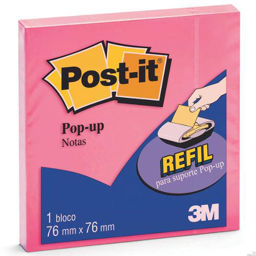 Tamanhos, Medidas e Dimensões do produto Refil Post-It Recado Adesivos Pop-Up 76x76mm Rosa | 4 Blocos - 3m
