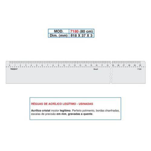 Tamanhos, Medidas e Dimensões do produto Régua Acrílica Desetec 80cm 7180 Trident