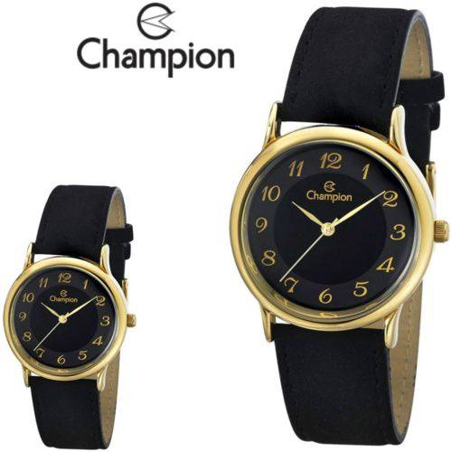 Tamanhos, Medidas e Dimensões do produto Relógio Champion Feminino Original Dourado Couro Camurça Preto