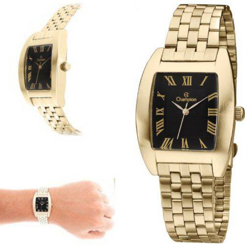 Tamanhos, Medidas e Dimensões do produto Relógio Champion Masculino Dourado Quadrado CH22117U