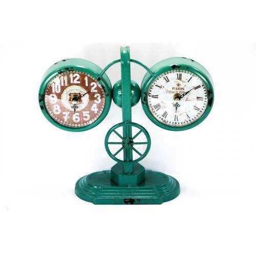 Tamanhos, Medidas e Dimensões do produto Relógio de Metal Vintage Duplo de Mesa 27 Cm - H17270