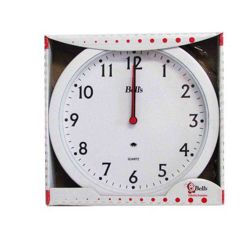 Tamanhos, Medidas e Dimensões do produto Relógio de Parede Bells Redondo Números 21,7cm Branco