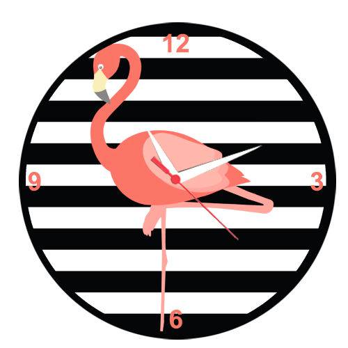 Tamanhos, Medidas e Dimensões do produto Relogio de Parede Decorativo - Flamingo