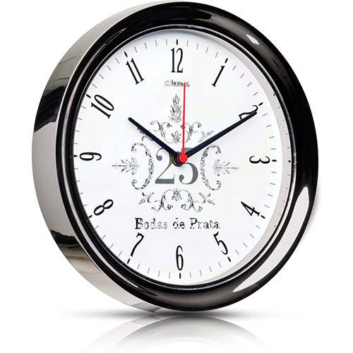 Tamanhos, Medidas e Dimensões do produto Relógio de Parede Quartz Cromado - Boda de Prata - Herweg
