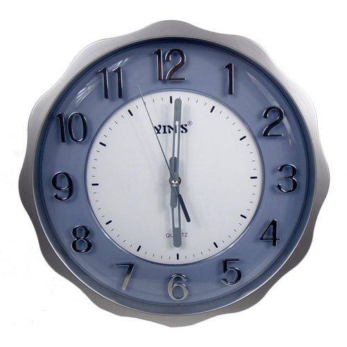 Tamanhos, Medidas e Dimensões do produto Relógio de Parede Robusto Prata com Números em Relevo Finíssimo- Marca Yin's