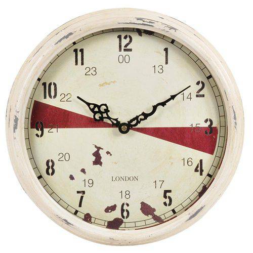 Tamanhos, Medidas e Dimensões do produto Relógio Decorativo de Ferro Claro com Detalhes Vermelho