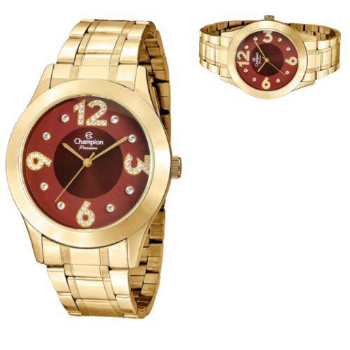 Tamanhos, Medidas e Dimensões do produto Relógio Feminino Champion Dourado Mostrador Vermelho CN29178i